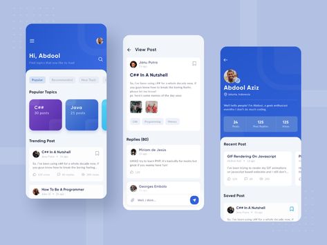 Forum App Exploration by Abdul Aziz for Omnicreativora on Dribbble Forum App Design, Uxui Design, App Design Ui, Ios 7 Design, App User Interface, App Design Layout, Creative Apps, App Interface Design, Forums Design