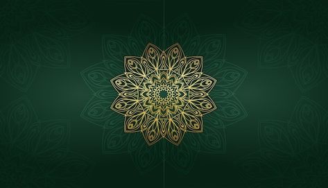 Art Style Background, Mandala Creative, Dark Green Colour, Color Mandala, Graphics Background, Style Background, Green Colour, Golden Color, Mandala Design