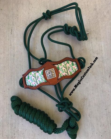 Rope Bronc Halter Green Western Saddle Pad, Cactus Horse Tack, Green Horse Tack, Horse Tack Western, Equestrian Clothes, Bronc Halter, Equestrian Helmets, Horse Halters, Barrel Racing Tack