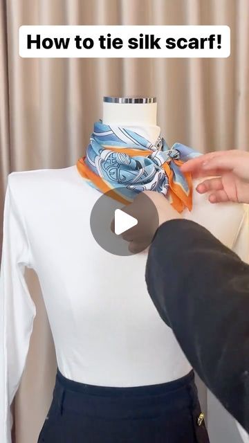 ilymix ❤ on Instagram: "How to tie silk scarf. #silkscarf #fashionblogger #styleblogger #fashionstyle #scarf" How To Tie A Large Square Silk Scarf, How To Tie A Silk Scarf Around Your Neck, How To Tie Silk Scarf, Tie A Scarf Around Your Neck, How To Tie A Square Scarf, Tie Scarf How To Neck Scarves, How To Wrap A Scarf, How To Tie A Neck Scarf, How To Tie A Silk Scarf