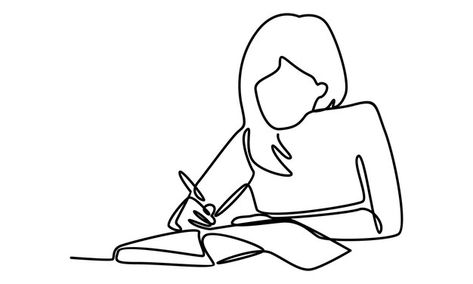 Continuous line of girl studying illustr... | Premium Vector #Freepik #vector #study-students #people-studying #study #teen-student Study Girl Drawing, Girl Studying Illustration, Studying Illustration, Sketch Notes Doodles, Studying Girl, Anti Corruption, Pencil Portrait Drawing, People Drawing, Note Doodles