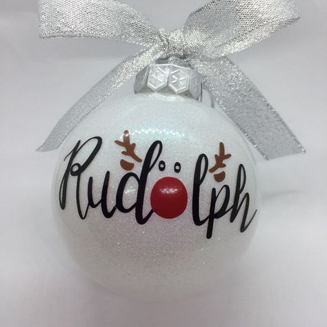 Cricut Christmas Ideas, Red Nose Reindeer, Rudolph Christmas, Silver Christmas Tree, Christmas Glitter, Rudolph The Red, Christmas Ornaments Homemade, Christmas Bauble, Red Nose