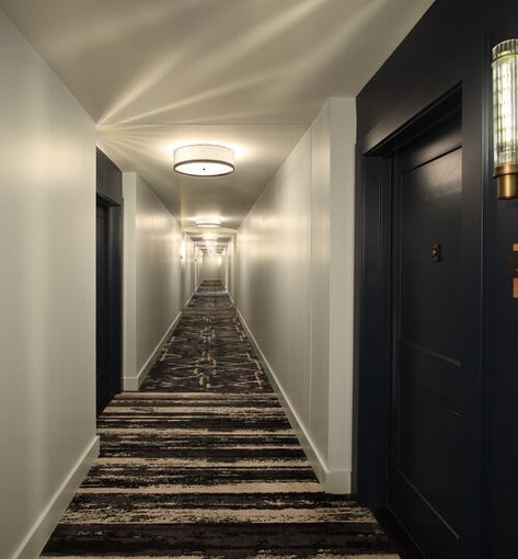 The Artisan - Brentwood, MD — RD Jones Hallway Carpet Ideas, Apartment Hallway, Clubhouse Design, Corridor Carpet, Hospitality Lighting, Corridor Design, Pathway Landscaping, Carpet Ideas, Hallway Carpet