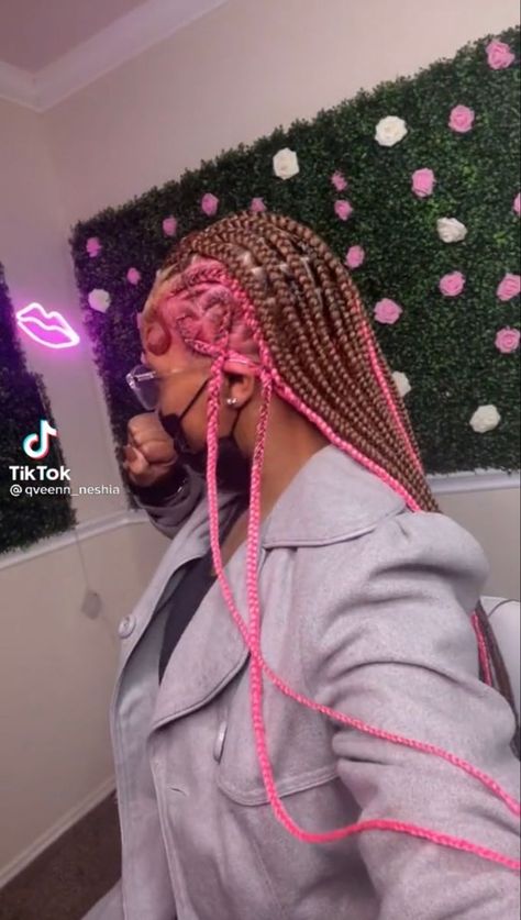 Short Hair, Bold Looks: Express Yourself with Confidence Pink Braided Hairstyles For Black Women, Baddie Hairstyles Braids Black, Pink Fulani Braids, Ginger And Pink Braids, Pink Peekaboo Braids, Birthday Braids For Black Hair, Brown And Pink Braids, Peekaboo Box Braids, Brown Hair Colour Ideas