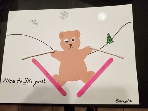 Skiing Crafts For Preschoolers, Preschool January, Bear Craft, Toddler Board, Toddler Sports, Books Ideas, Winter Preschool, Bear Crafts, Kindergarten Class