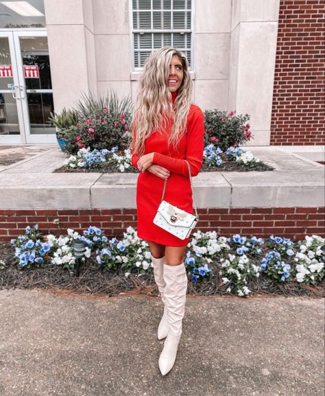 Valentine’s Outfit Women, Valentines Day Outfits Winter, Valentine’s Day Dresses, Boyfriend Valentine Ideas, Cold Valentines Day Outfit, Red Sweater Dress Outfit, Red Dress Outfit Winter, Latina Girl Makeup, Valentines Fit