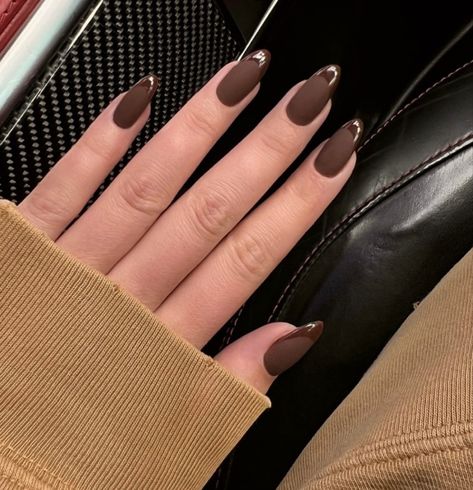 Deep Brown Nails, Nails Matte Brown, Brown Fall Nails Designs, Matte Brown Nails, Brown Fall Nails, Fall Nails Designs, 2024 Era, Witchy Nails, Simple Fall Nails