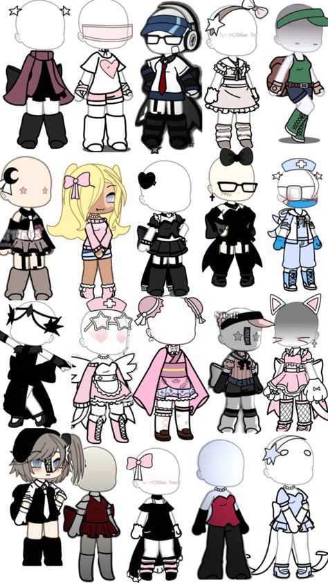 Gacha Life Adoptables, Gacha Clothes Edit, Gacha Life Skin Ideas, Gacha Dress Ideas, Gacha Life Sleep Outfits, 가족 일러스트, Gacha Base Poses Cute, Album Cover Wallpaper Collage, Gacha Outfit