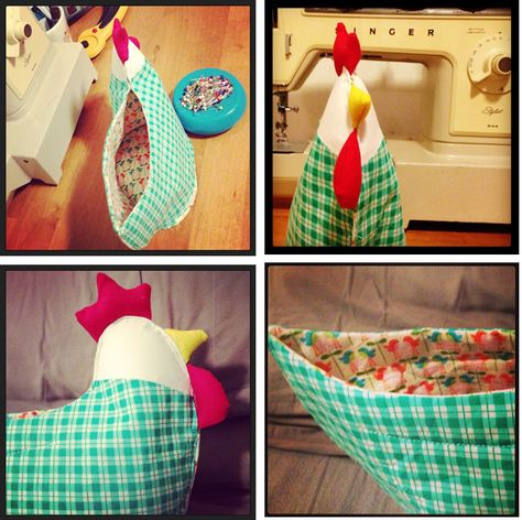 chickens by EastDakotaQuilter Chicken Basket Sewing Pattern Free, Basket Sewing Pattern, Chicken Basket, Chicken Crafts, Chicken Pattern, Easter Fabric, Pouch Tutorial, Small Sewing Projects, Fabric Baskets