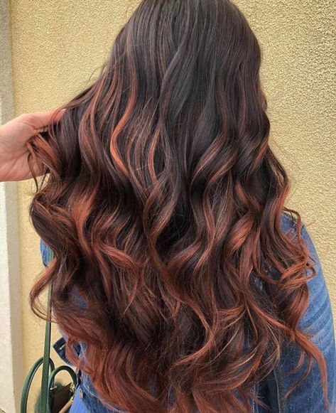 Cinnamon Brown Hair, Auburn Hair With Highlights, Cinnamon Hair Colors, Brown Hair Trends, Amber Hair, Cinnamon Hair, Red Ombre Hair, Black Hair Balayage, Colored Curly Hair