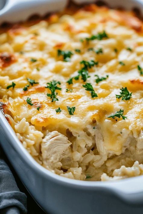 Classic Angel Chicken Rice Casserole - Home Chef World Chicken And Rice Casserole Freezer Meal, Hawaiian Chicken Casserole, Chicken Alfredo Rice Casserole, Angel Chicken And Rice, Angel Rice Chicken, Angel Chicken And Rice Casserole, Chicken And White Rice Recipes Easy, Chicken Rice Cream Of Chicken Soup, Thanksgiving Recipes Chicken