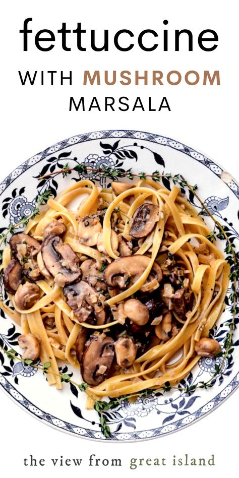 Fettuccine with Mushroom Marsala is a simple, elegant, restaurant style pasta that’s ready in no time, so you can enjoy a gourmet meal any day of the week. #pasta #mushroom #fettuccine #marsalasauce #dinner Pasta Mushroom, Mushroom Fettuccine, Marsala Pasta, Mushroom Marsala, Gourmet Pasta, Meat Pasta, Pasta Sides, Pasta Dinner Recipes, Easy Pasta Recipes