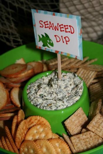 Fishing Theme Birthday Food, Spongebob Themed Party Food, Beach Themed Food For Party, Fish Themed Food, Spongebob Themed Food, Ocean Themed Party Food, Spongebob Party Food, Fishing Party Food, Fish Themed Decorations