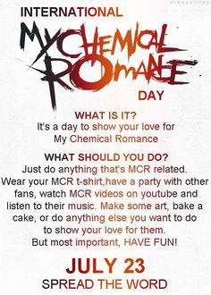 July 23 I Love Mcr, Sleeping With Sirens, Band Memes, Frank Iero, Gerard Way, Pierce The Veil, Emo Bands, I Love Music, Emo Scene