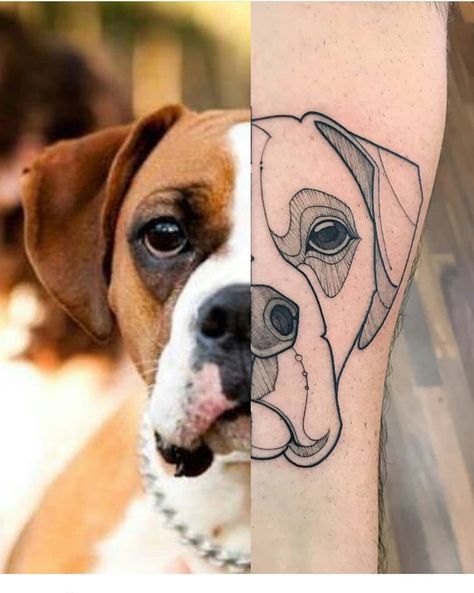 Tattoo Perro, Boxer Dog Tattoo, Boxer Tattoo, Moon Sun Tattoo, Dog Print Tattoo, Tattoos For Dog Lovers, Dog Memorial Tattoos, Dog Paw Tattoo, Dog Outline