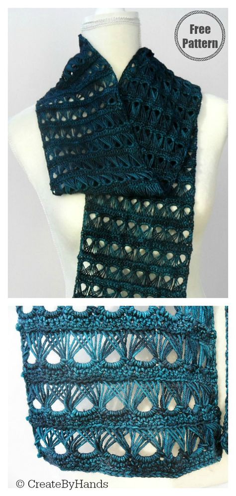 Broomstick Lace Crochet, Crochet Thread Patterns, Crochet Lace Scarf Pattern, Scarf Free Pattern, Broom Stick, Lace Shawl Pattern, Crochet Lace Scarf, Crochet Cowls, Broomstick Lace