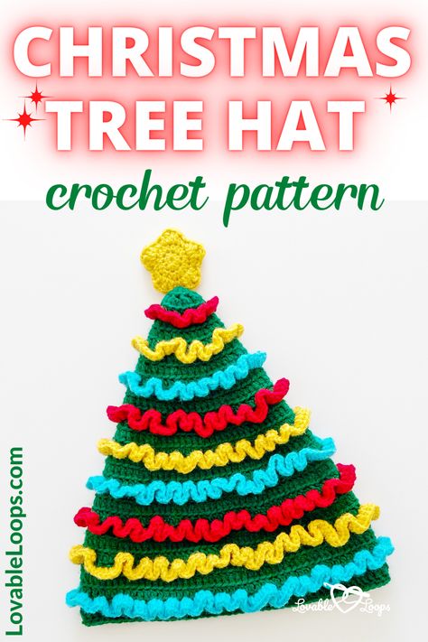 Dive into Lovable Loops' crochet Christmas tree hat pattern! Ideal for those exploring crochet patterns for beginners. This fun and easy crochet project showcases festive garland rounds and a star topper. A free crochet pattern, it's tailored for teens and adults alike. Hunting for unique crochet ideas or Christmas crochet inspirations? Visit our website now to grab this and other free patterns. #CrochetPattern #FreeCrochetPattern #LovableLoops Lovable Loops Crochet, Christmas Tree Crochet Hat, Crochet Christmas Tree Hat Pattern, Crochet Christmas Hats Free Patterns, Christmas Tree Hat Crochet, Crochet Christmas Tree Hat, Easy Crochet Hat Pattern Free, Crochet Christmas Hat, Festive Garland