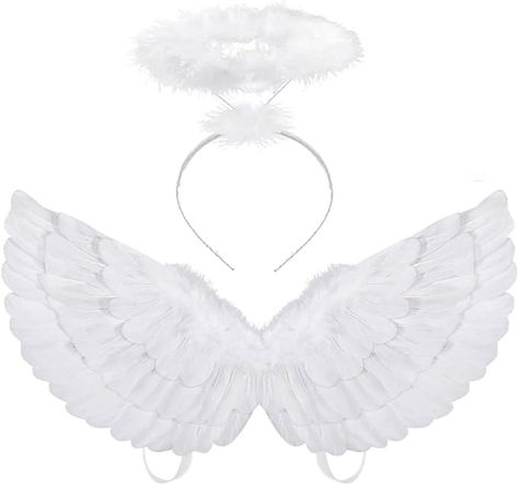 Amazon.com: HANDIC Angel Costume Wings and Halo White Angel Adult Wings for Kids Woman's Girls Halloween Christmas : Clothing, Shoes & Jewelry White Angel Costume, Angel Photoshoot, Halloween Birthday Decorations, Angel Ideas, Wings And Halo, Angel Wings Costume, Costume Wings, Christmas Pageant, Halo Headband