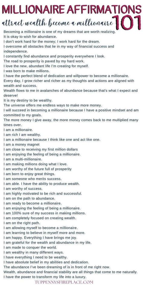 I Am A Millionaire, Daily Affirmations Success, Millionaire Affirmations, Affirmations For Wealth, Multi Millionaire, Money Mindset Quotes, Money Prayer, Money Affirmation, Millionaire Mindset Quotes