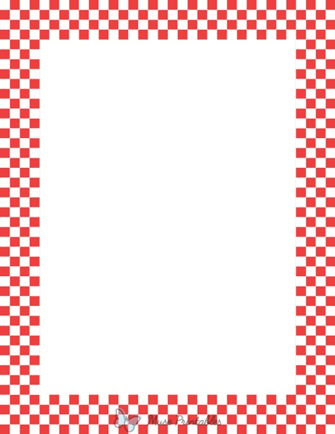 Printable Red and White Mini Checkered Page Border Red And White Checkered, American Pie, Page Borders, Red Checkered, Checker Print, Png Transparent, Letter Size, Free Printables, Free Printable