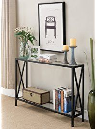 Clear Glass / Black Metal Frame 2-tier Entryway Console Sofa Table with X-Design Sides White Entry Table, Ikea Small Spaces, Dog Cooling Pad, Console Sofa Table, Entertainment Center Shelf, Small Couch, Tables Living Room, Sofa Console, Living Room Tables