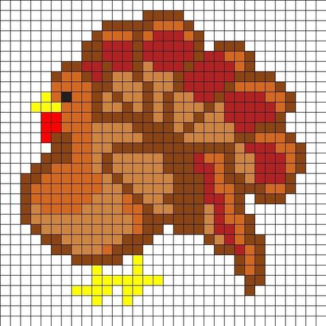 Thanksgiving Minecraft, Autumn Cross Stitch Patterns, Fall Cross Stitch, Melty Bead Patterns, Fuse Bead Patterns, Halloween Cross Stitch Patterns, Diy Perler Bead Crafts, Kandi Patterns, Halloween Cross Stitches