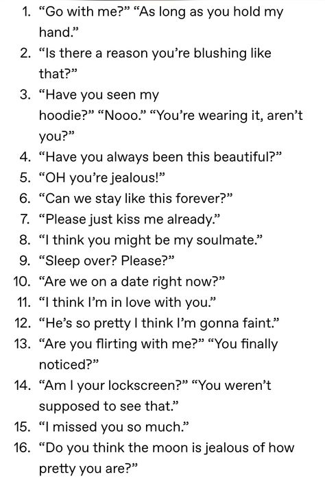 How To Write Flirty Dialogue, Soft Dialogue Prompts, Cute Romantic Prompts, College Romance Prompts, Writing Prompts Romance Dialogue, Romance Writing Promps, Tsundere Prompts, Flirt Prompts, Cute Couple Prompts