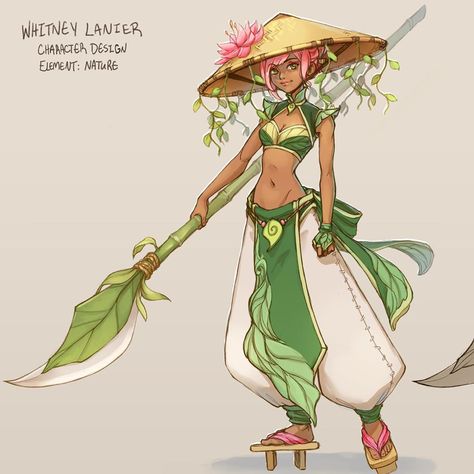 Whitney Lanier on Instagram: “A character design based on a prompt for an art test. Probably my favorite thing to do.  Hindsight, I gave her some serious Earth Kingdom…” Nature Clothes Design, Garden Character Design, Earth Elemental Character Design, Solar Punk Character Design, Botanist Character Design, Demigod Character Design, Plant People Character Design, Earth Character Design, Plant Character Design