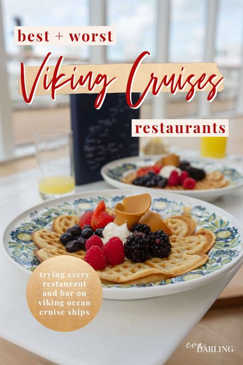 Don't embark Viking Ocean Cruises before reading this! I tried all of the Viking Ocean Cruises restaurants and bars and am ranking them all from best to worst. Click this pin to discover which Viking Cruises restaurants are worth dining at!  viking cruises room service, mamsen's, torshavn, the chef's table, manfredi's, cruise ships with good food, best cruises for dining, best cruise food Viking Sky Cruise Ship, Viking Mediterranean Cruise, Viking Cruises Ocean, Viking Ocean Cruise Mediterranean, Scandinavian Cruise, Cruise Spa, Ocean Restaurant, Hawaiian Cruise, Cruise Rooms