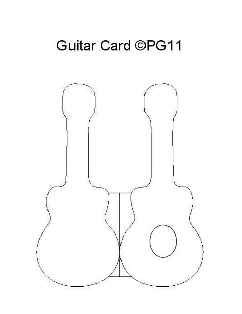 Shaped cards, Card making templates, Card patterns Guitar Cards, Guitar Template, Musical Cards, Card Making Templates, Shaped Cards, Card Making Tutorials, Music Themed, Fancy Folds, Card Patterns