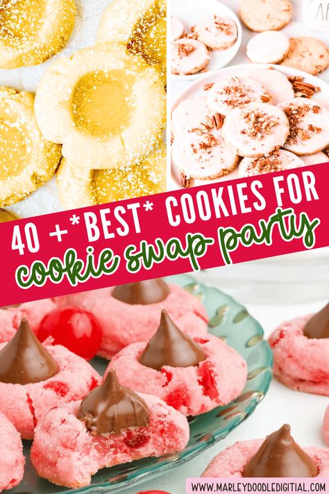 Hosting a Christmas cookie exchange? Get the ultimate guide with 40 of the best cookie recipes, free printables, invitations, voting cards, gift tags, and table tents. Make your cookie swap party unforgettable with these fun and festive ideas! Perfect for work, friends, and family gatherings. Christmas Cookie Exchange Ideas, Creative Christmas Cookies, Cookie Swap Recipes, Fun Christmas Party Ideas, Cookie Swap Party, Cookie Exchange Ideas, Strawberry Shortcake Cookies, Christmas Cookie Swap, The Best Cookie Recipes