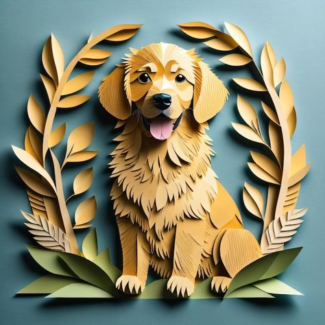 Photo papercut art style of cute vibrant... | Premium Photo #Freepik #photo Cut Paper Illustration, Fabric Dyeing Techniques, Paper Illustration, Dog Sculpture, Dog Illustration, Paper Cut Art, Paper Sculpture, Dog Art, 3d Art