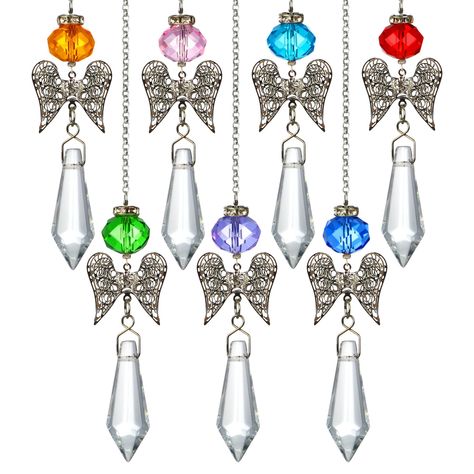 PRICES MAY VARY. ✨ Sparkling Icicle Prism Pendant: These crystal guardian chandelier icicle prisms pendant are made of K9 crystal, makes it refract rainbow-like spots in the sun. Colorful crystal beads with metal angel, exquisite design will catch your eyes. Material: Crystal&Metal. Size: 11.6in. ✨ Crystal Angel's Blessing: Guardian angels have always been popular as a classic element. We combine the purity of crystals with guardian angels to keep blessings forever. Our glass guardian angel rain Christmas Chandelier, Angel Suncatcher, Angel Blessings, Crystal Angels, Jewelry Knots, Rainbow Maker, Easter Tree, Crystal Prisms, Prisms