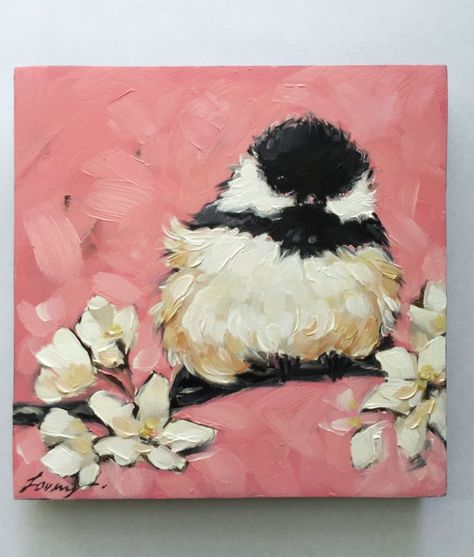 Chickadee Art, Bird Paintings, Chickadees, Daily Painting, Arte Inspo, Mini Canvas Art, Painting Art Projects, Birds Painting, Canvas Art Painting