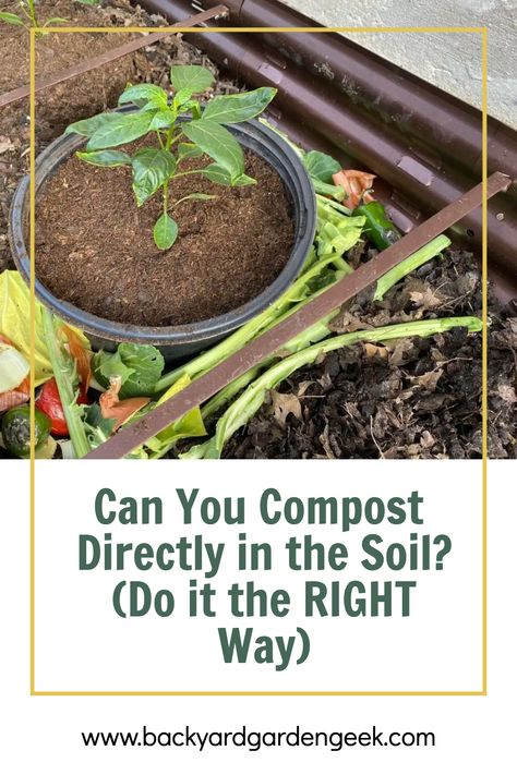 Direct composting involves digging a hole or trench (or using special in-ground containers), burying compostable materials, and letting nature do its work. In Ground Composting, Compost Layers, In Ground Compost, Trench Composting, Composting Methods, Compost Container, Compost Bin Diy, Compost Bucket, Diy Compost