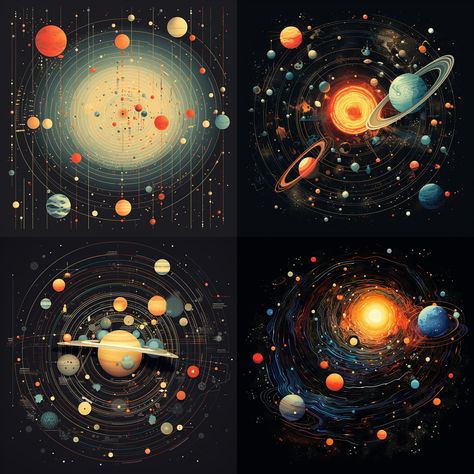 Midjourney Solar system creation in bold graphic illustration style --v 5.2 Fantasy Solar System, Solar System Illustration, Solar System Art, Systems Art, Art Top, Illustration Style, Solar System, Astronomy, Graphic Illustration