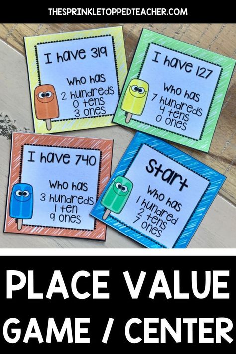 Do you have students that struggle with place value? Place value is often one of the first math concepts that throws kids for a loop because it’s pretty abstract. I love using games to teach in my class because they’re always engaging. and help students master difficult concepts. My 3 Digit Place Value Activities are super versatile, engaging, and helpful for kids who struggle with this concept. | place value games | teaching place value | hands on activity for place value | place va 3 Digit Place Value, Teaching Place Value, Math Review Activities, Place Value Game, Place Value Games, Activities For The Classroom, Teaching Place Values, Place Value Activities, Math Activities Elementary