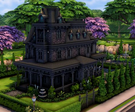 Sims 4 Goth House, Sims Layout, Bloxburg Victorian House, Minecraft Idea, Goth Houses, Sims Houses, Sims Builds, Sims 4 House Plans, Games Ideas