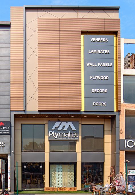 acp sheet front elevation design for shop Acp Work Elevation, Acp Panel Front Elevation, Wall Elevation Design Exterior, Acp Sheet Exterior Elevation, Acp Cladding Front Elevation, Acp Sheet Design Exterior, Acp Sheet Texture, Acp Exterior Design Commercial, Acp Sheet Exterior