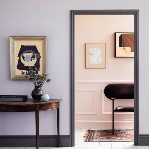 10 skirting board colour ideas to freshen up tired schemes | Ideal Home Hallway Color Ideas, Coloured Skirting Boards, Grey Living Room Inspiration, Hallway Paint Ideas, Hallway Paint Colors, Grey Cupboards, Arranging Furniture, Hallway Paint, Grey Living Room