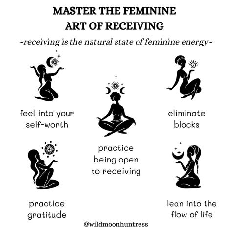 5 ways to master the Feminine Art of receiving — WildMoonHuntress Dark Vs Light Feminine Energy, Embracing Dark Feminine, Divine Feminine Characteristics, How To Unlock Dark Feminine Energy, How To Embrace Dark Feminine Energy, Open To Receiving, Calming Sounds, Masculine Energy, Dark Feminine