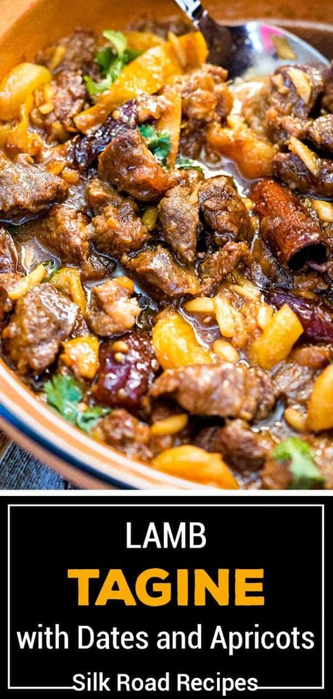 Lamb And Apricot Tagine, Tajine Recipes Beef, Moroccan Lamb Tajine, How To Cook In A Tagine, Best Tagine Recipes, Meals With Dates, Moroccan Lamb Tagine Recipes, Tajine Recipes Morocco, Chicken Tagine Recipes Morocco