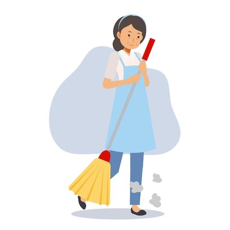 Vector female cleaner is cleaning sweepi... | Premium Vector #Freepik #vector #mop #broom #duster #cleaning Cleaning Cartoon, Cleaning Drawing, Woman Cleaning, Cartoon Character Illustration, Homework Ideas, House Cartoon, Person Drawing, House Illustration, Drawing Cartoon