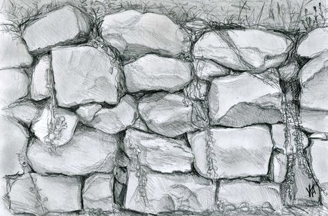 Stone Drawing, Drawing Rocks, Wall Drawings, Pen Art Work, Interior Design Renderings, Rock Textures, Texture Drawing, Glass Window Art, 3d Wall Murals