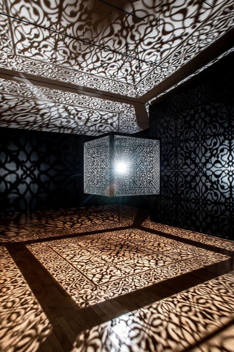 Light Boxes, Outdoor Chandelier, Laser Ideas, Islamic Patterns, Sacred Architecture, Cube Design, Shadow Art, Eiffel Tower Inside, Modern Materials