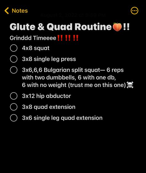 Glute and Quads!!!! Gain Glutes, Glute And Quad Workout, Quad And Glute Workout, Quads And Glutes Workout, Glutes And Quads Workout, Workout Girly, Muscle Mami, Gym Split, Core Workout Challenge