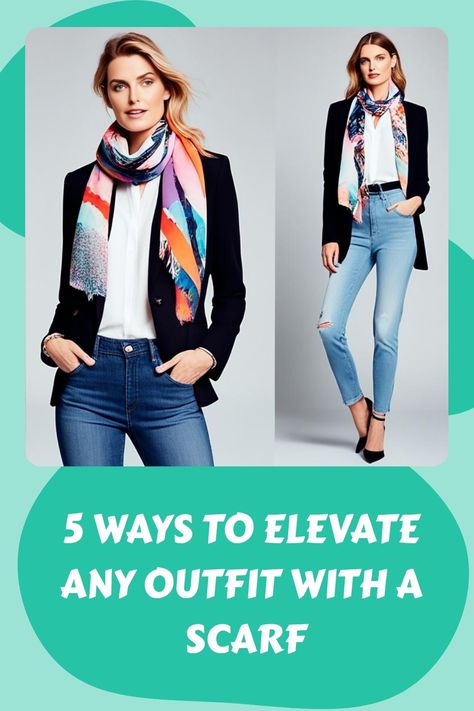 5 Ways to Elevate Any Outfit with a Scarf (Ideas) - Fabricerie Scarf Blazer Outfit, How To Wear A Scarf With A Blazer, Scarf Styles How To Wear A, Outfit With A Scarf, Scarf Ideas, Chilly Morning, Simple Scarf, Retro Sportswear, Statement Outfit