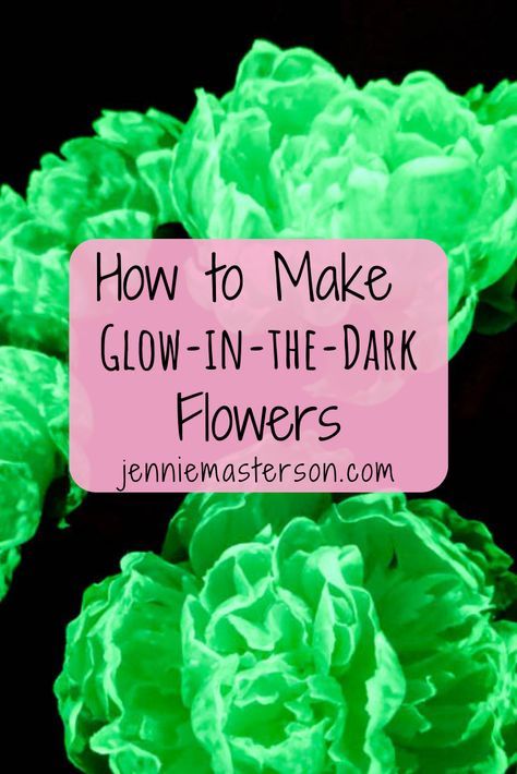 Glow in the dark flowers make such a fun centerpiece or other type of decoration! Learn how to make some glowing flowers for home decor or a party. #glowinthedark #crafts #partyidea #diy #tutorial Glow In The Dark Forest Party, Diy Glow In The Dark Halloween Decor, Glow In The Dark Backdrop Ideas, Glow Spirit Day, Dance Party Crafts, Diy Glow In The Dark Party, How To Make Glow In The Dark Paint, Glow In The Dark Tape Ideas, Glow Crafts For Kids