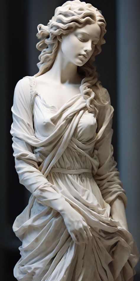 Classical Realism, Roman Statue, Classic Sculpture, Greek Statues, Roman Sculpture, Greek Sculpture, Ancient Sculpture, Goddess Statue, Angel Painting