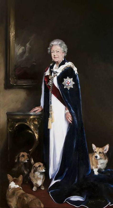 Official Portrait of Queen Elizabeth 2013 #corgi Queen Elizabeth Portrait, Portrait Artists, Rainha Elizabeth Ii, Queen Mum, Queen Queen, Queen E, 2010 Fashion, English Royalty, Elisabeth Ii